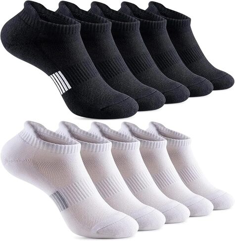 MICBAM 10 Pairs Womens Ankle Socks-Cushioned Running Athletic Cotton Socks,Low Cut Casual Socks,Size 6-12 in Saudi Arabia