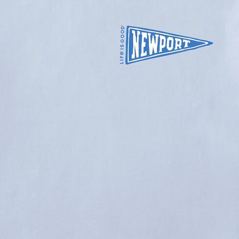 Life is Good. Women's Newport Pennant Short Sleeve Crusher Boxy Tee, Glacier Blue in Kuwait