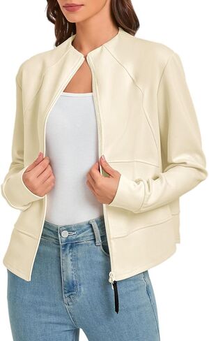 Urban CoCo Women's Zip Up Cropped Cardigan Jacket Lightweight Sweatshirt with Pockets in Kuwait