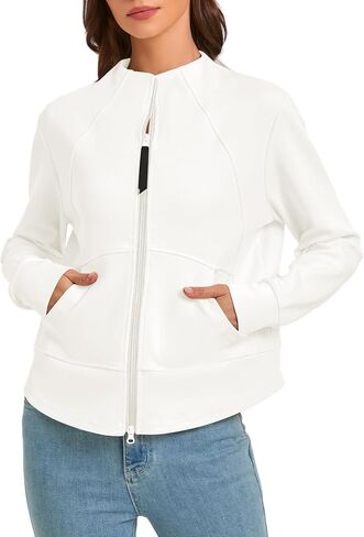 Urban CoCo Women's Zip Up Cropped Cardigan Jacket Lightweight Sweatshirt with Pockets in Kuwait