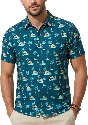 Vegas Hawaiian Shirts for Men Casual Beach & Summer Party Shirts, Stretch Fabric with Modern Fit in Saudi Arabia