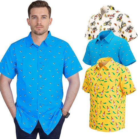 Vegas Hawaiian Shirts for Men Casual Beach & Summer Party Shirts, Stretch Fabric with Modern Fit in Saudi Arabia