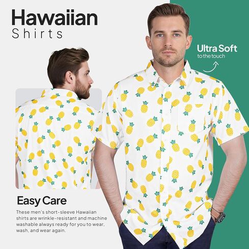 Vegas Hawaiian Shirts for Men Casual Beach & Summer Party Shirts, Stretch Fabric with Modern Fit in Saudi Arabia