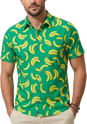 Vegas Hawaiian Shirts for Men Casual Beach & Summer Party Shirts, Stretch Fabric with Modern Fit in Saudi Arabia