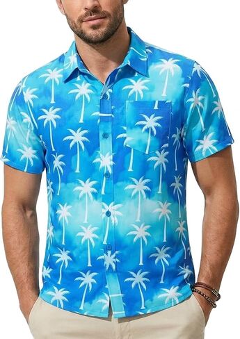 Vegas Hawaiian Shirts for Men Casual Beach & Summer Party Shirts, Stretch Fabric with Modern Fit in Saudi Arabia