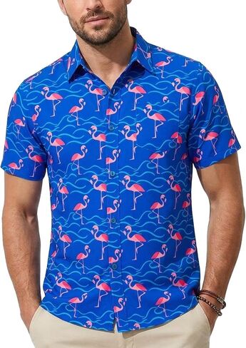Vegas Hawaiian Shirts for Men Casual Beach & Summer Party Shirts, Stretch Fabric with Modern Fit in Saudi Arabia