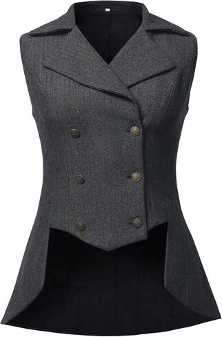Women's Victorian Waistcoat,1920s Outfits Renaissance Tweed Tailcoat Goth Steampunk Vest Jacket Top in Kuwait