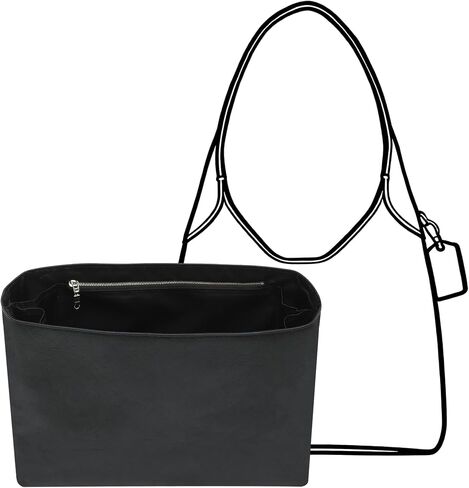 Purse Organizer Insert for Coach Brooklyn 39, Brooklyn 39 Bag Insert with 9 Pockets & Elastic Bottle Holder, Waterproof Lightweight Dupontpaper Bag Shaper for Coach Brooklyn Bag, Black in Kuwait