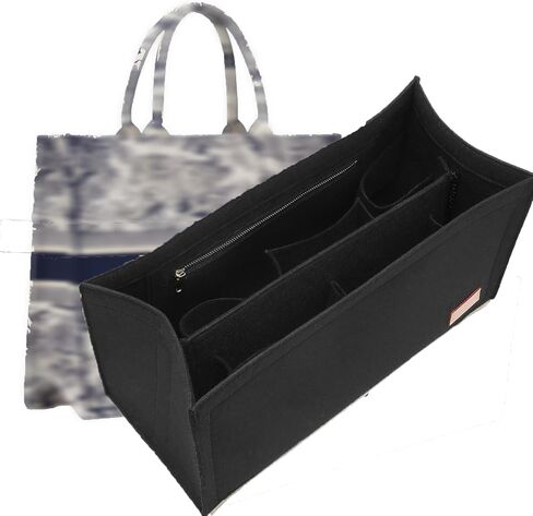 Tote Bag Organizer Insert Compatible with Dior Book Tote and onthego Bag Large,Premium Felt Lightweight Purse Organizer Insert for Handbags,Bags Shaper Purse Accessories with Zipper,GM,Black in Saudi Arabia