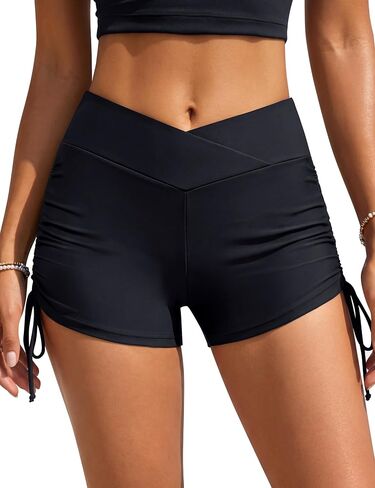BMJL Womens Swim Shorts Crisscross V-Waist Side Adjustable Drawstring Bikini Bottoms Boy Shorts in Kuwait