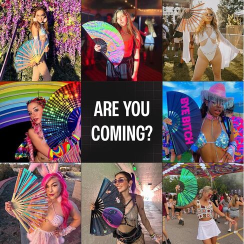 SoJourner Bags Mandala Trippy Wonders Rave Fan - Large Folding Clack Fan for Men and Women - Rave Accessories for EDM, Line Dancing, Cosplay, Concerts and More in Saudi Arabia