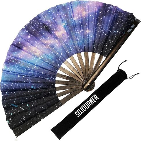SoJourner Bags Mandala Trippy Wonders Rave Fan - Large Folding Clack Fan for Men and Women - Rave Accessories for EDM, Line Dancing, Cosplay, Concerts and More in Saudi Arabia