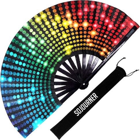 SoJourner Bags Mandala Trippy Wonders Rave Fan - Large Folding Clack Fan for Men and Women - Rave Accessories for EDM, Line Dancing, Cosplay, Concerts and More in Saudi Arabia