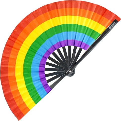 SoJourner Bags Mandala Trippy Wonders Rave Fan - Large Folding Clack Fan for Men and Women - Rave Accessories for EDM, Line Dancing, Cosplay, Concerts and More in Saudi Arabia