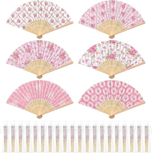 Barydat 50 Pcs Blue Hydrangeas Hand Fan with Gift Bags Decorative Bamboo Folding Fans Bulk Thanks for Coming for Wedding Party Favors Bridal Shower Decorations (Blue Hydrangeas) in Kuwait