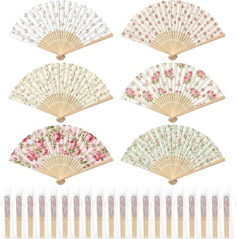 Barydat 50 Pcs Blue Hydrangeas Hand Fan with Gift Bags Decorative Bamboo Folding Fans Bulk Thanks for Coming for Wedding Party Favors Bridal Shower Decorations (Blue Hydrangeas) in Kuwait