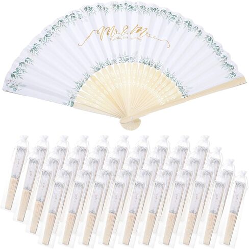 Barydat 50 Pcs Blue Hydrangeas Hand Fan with Gift Bags Decorative Bamboo Folding Fans Bulk Thanks for Coming for Wedding Party Favors Bridal Shower Decorations (Blue Hydrangeas) in Kuwait