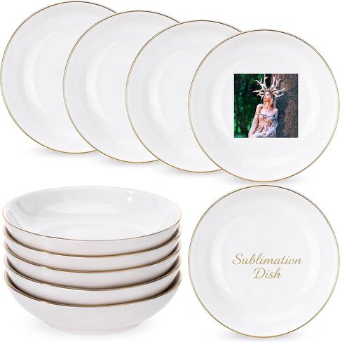 Mifoci 6 Pcs Sublimation Ceramic Jewelry Dish 4 Inch White Blank Trinket Dish Bulk for Heat Transfer Tray DIY Decorative Ring Tray for Women Mom Grandma Birthday Wedding Christmas(Square) in Kuwait