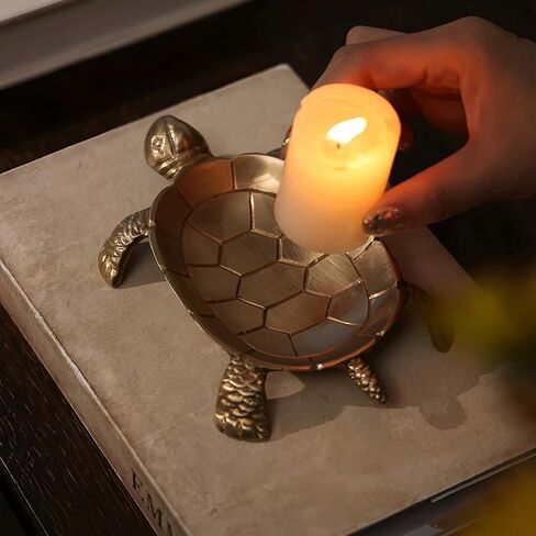 100% Solid Brass Turtle Shaped Candle Dish - Jewelry Dish - Candle Holder - Jewelry Holder - Perfect for Wax Candles, Rings, and Trinkets Dish,Birthday Mother's Day for Women in Saudi Arabia