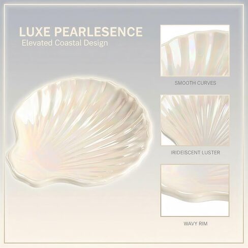 9 Pcs Ceramic Shell Dishes, 4.3 x 3.9 x 0.9 in Small Irregular Trinket Tray, Beach Style Decorative Organizer for Jewelry, Rings, Earrings, Keys, Home Bathroom Counter Decor (White) in Kuwait