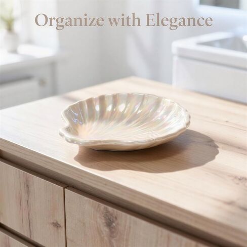 9 Pcs Ceramic Shell Dishes, 4.3 x 3.9 x 0.9 in Small Irregular Trinket Tray, Beach Style Decorative Organizer for Jewelry, Rings, Earrings, Keys, Home Bathroom Counter Decor (White) in Kuwait