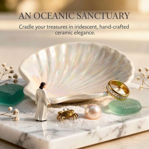 9 Pcs Ceramic Shell Dishes, 4.3 x 3.9 x 0.9 in Small Irregular Trinket Tray, Beach Style Decorative Organizer for Jewelry, Rings, Earrings, Keys, Home Bathroom Counter Decor (White) in Kuwait
