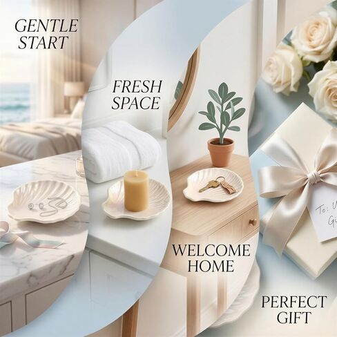 9 Pcs Ceramic Shell Dishes, 4.3 x 3.9 x 0.9 in Small Irregular Trinket Tray, Beach Style Decorative Organizer for Jewelry, Rings, Earrings, Keys, Home Bathroom Counter Decor (White) in Kuwait