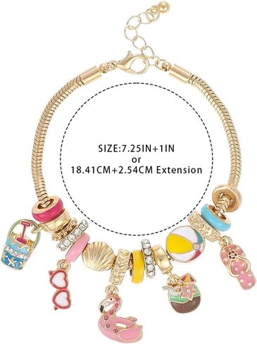 Madison Tyler Beach Bracelet for Women | Seahorse Octopus Tropical Fish Sea Turtle Shell Conch Beaded Charm Bracelet | Cute Gold Plated Adjustable Snake Chain Bracelet in Kuwait