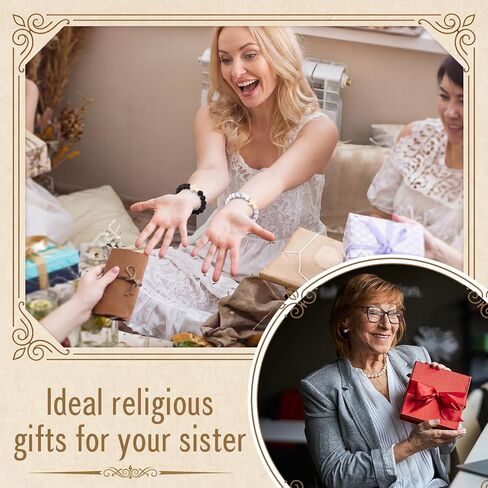 Quelay 6 Sets Sister in Christ Gift for Women Cross Bracelet with Card Inspirational Baptism Graduation Gift for Women in Kuwait