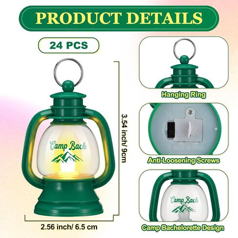 VIHOSE 24 Pcs Mini Camp Bachelorette Lanterns Decor Bulk Camping Bachelorette Party Favors 4 Inch Small Lantern Table Centerpiece Camp Bach Hanging Lamp Ornaments for Camping Party Decorations in Kuwait