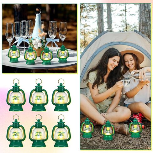 VIHOSE 24 Pcs Mini Camp Bachelorette Lanterns Decor Bulk Camping Bachelorette Party Favors 4 Inch Small Lantern Table Centerpiece Camp Bach Hanging Lamp Ornaments for Camping Party Decorations in Kuwait