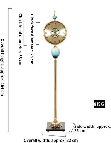 Grandfather Clocks Metal Floor Standing Clock Quartz Silent Gold for Living Room Decor in Kuwait