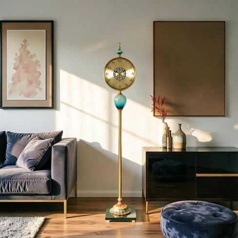 Grandfather Clocks Metal Floor Standing Clock Quartz Silent Gold for Living Room Decor in Kuwait