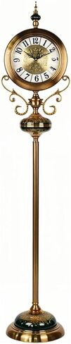 Grandfather Clocks Metal Floor Standing Clock Quartz Silent Roman Numeral for Living Room in Kuwait