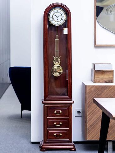 Grandfather Clocks European Style Floor Clock, Living Room Simple Standing Retro Home Decoration Mahogany Mechanical Timekeeping Solid Wood in Kuwait
