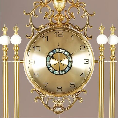 Grandfather Clocks Vintage Metal Floor Clock Silent Quartz Movement European Style Ornate in Kuwait