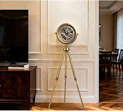 Grandfather Clocks Metal Floor Standing Clock Tripod Exposed Gears for Living Room and Office in Kuwait
