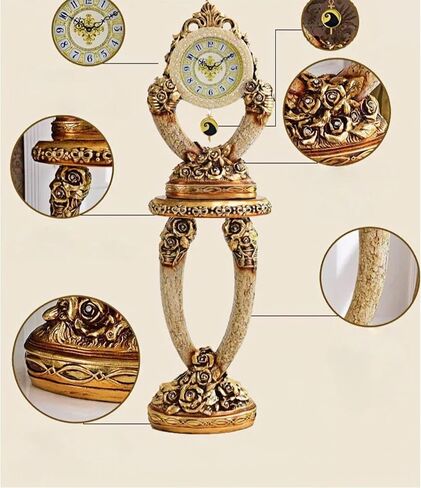 Grandfather Clocks Vintage Floor Clock Quartz Silent European Style Ornate for Living Room in Kuwait