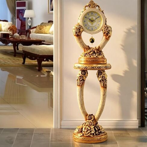 Grandfather Clocks Vintage Floor Clock Quartz Silent European Style Ornate for Living Room in Kuwait