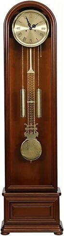 Grandfather Clocks Wood Grandfather Clock Floor Pendulum Chimes Roman Numeral for Home(Red) in Kuwait
