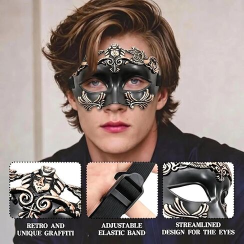 Masquerade Mask for Men, Vintage Mens Venetian Mask, Half Face Eye Costume Mask for Ball Party, Mardi Gras, Halloween in Saudi Arabia