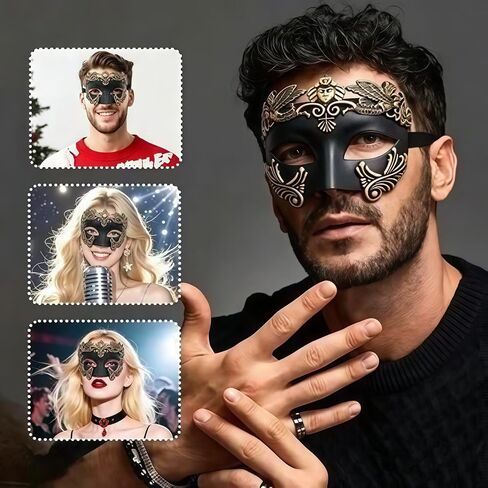 Masquerade Mask for Men, Vintage Mens Venetian Mask, Half Face Eye Costume Mask for Ball Party, Mardi Gras, Halloween in Saudi Arabia