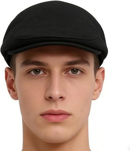 Unisex Black Flat Cap, Classic Newsboy Cabbie Hat in Kuwait