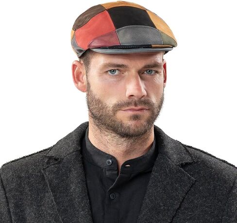 Lierys Capri Leather Patchwork Flat Cap Made in Italy Men Autumn Winter in Saudi Arabia