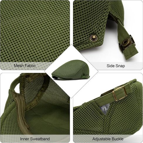 Esfoxex Men's Breathable Mesh Hat Summer Newsboy Beret Caps Adjustable Cabbie Driving Flat Cap in Saudi Arabia