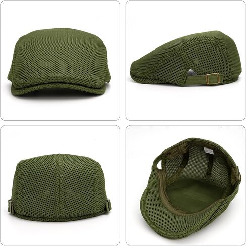 Esfoxex Men's Breathable Mesh Hat Summer Newsboy Beret Caps Adjustable Cabbie Driving Flat Cap in Saudi Arabia