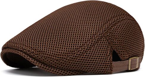 Esfoxex Men's Breathable Mesh Hat Summer Newsboy Beret Caps Adjustable Cabbie Driving Flat Cap in Saudi Arabia