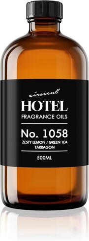 زيت موزع الروائح الفندقية AirScent رقم 1058 - مستوحى من شاي شيسو - نبات الطرخون والشاي الأخضر بالليمون - زيت عطري للناشرين والحرف اليدوية بالموجات فوق الصوتية وبدون ماء - 10 مل، زجاجة زجاجية سعة 0.34 أونصة سائلة in Kuwait