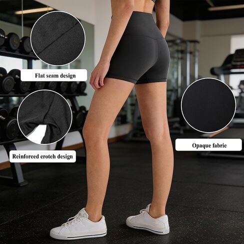 5 Pack Womens Volleyball Shorts, High Waisted Spandex Compression Shorts Workout Athletic Yoga Biker Shorts Black in Kuwait