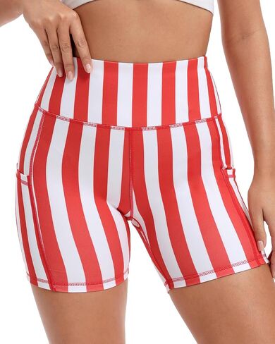 Women's High Waisted Workout Biker Shorts with Pockets,5 inch Stretchy Buttery Soft Running Athletic Gym Yoga Shorts in Kuwait